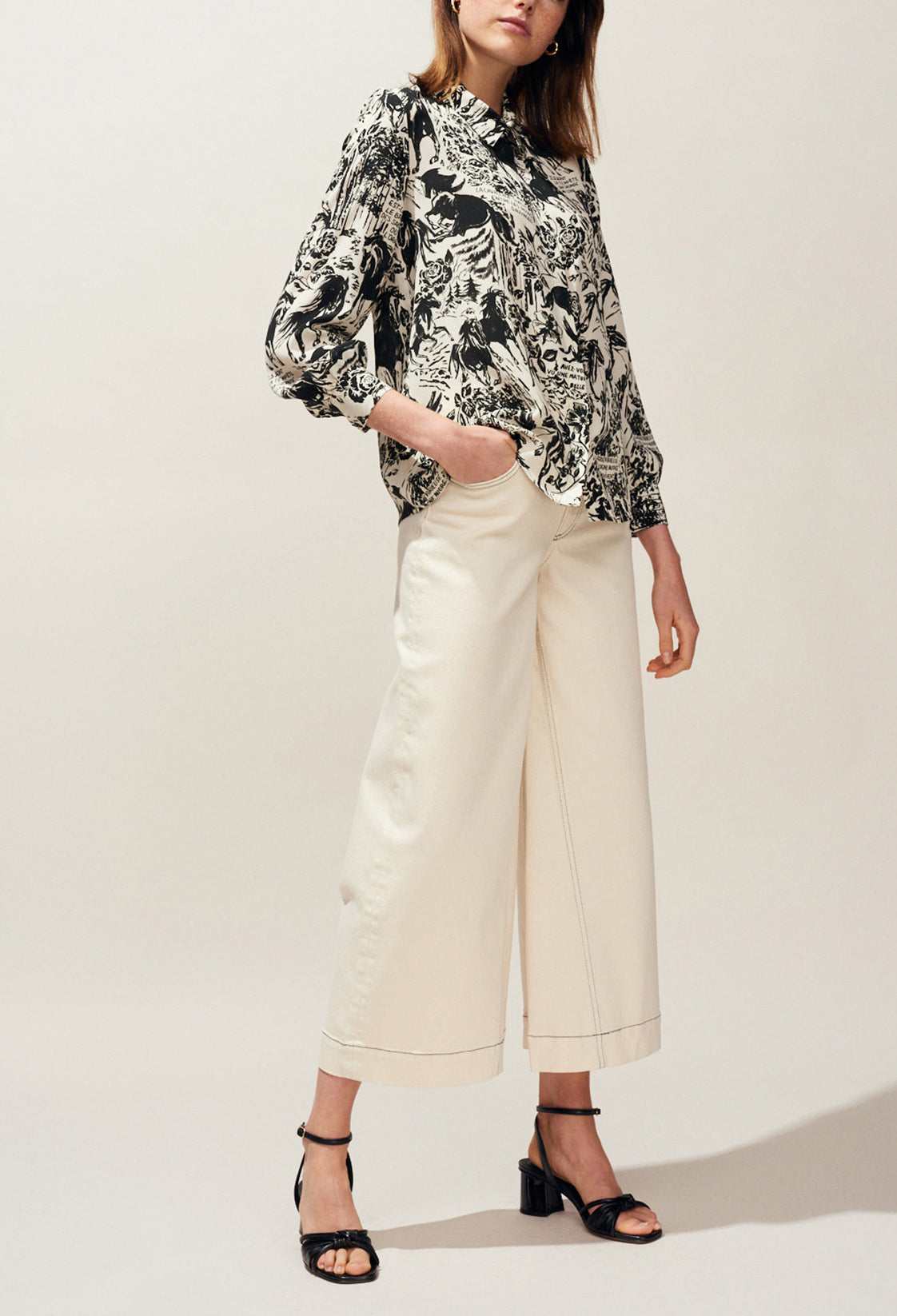 Chemise en soie imprimé figuratif Faume - seconde main