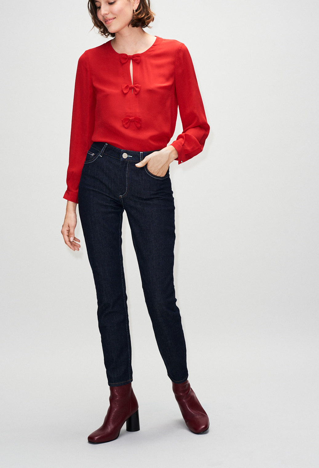 Blouse en soie détail de nœuds Faume - seconde main