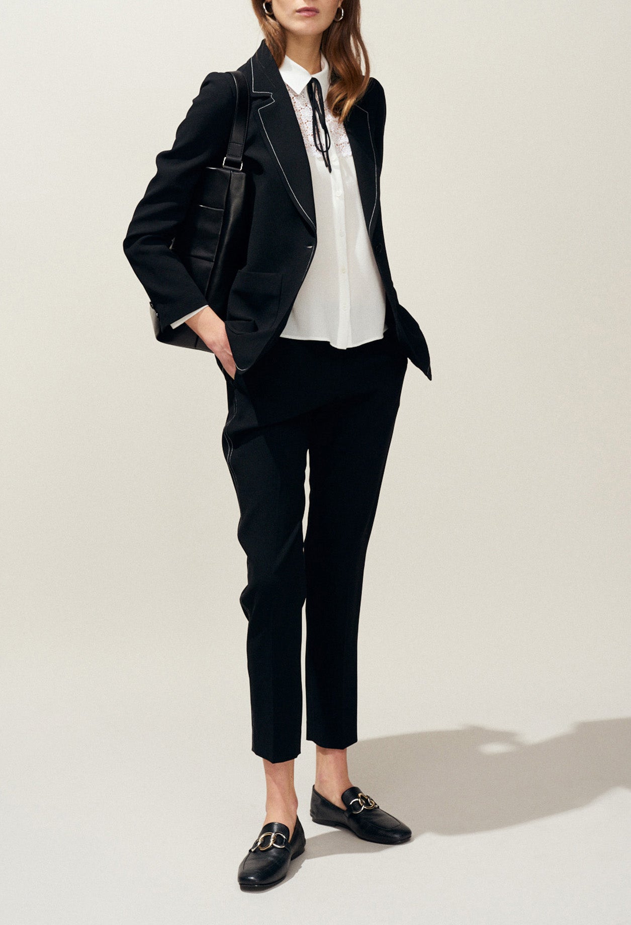 Veste tailleur surpiqûres contrastées Faume - seconde main