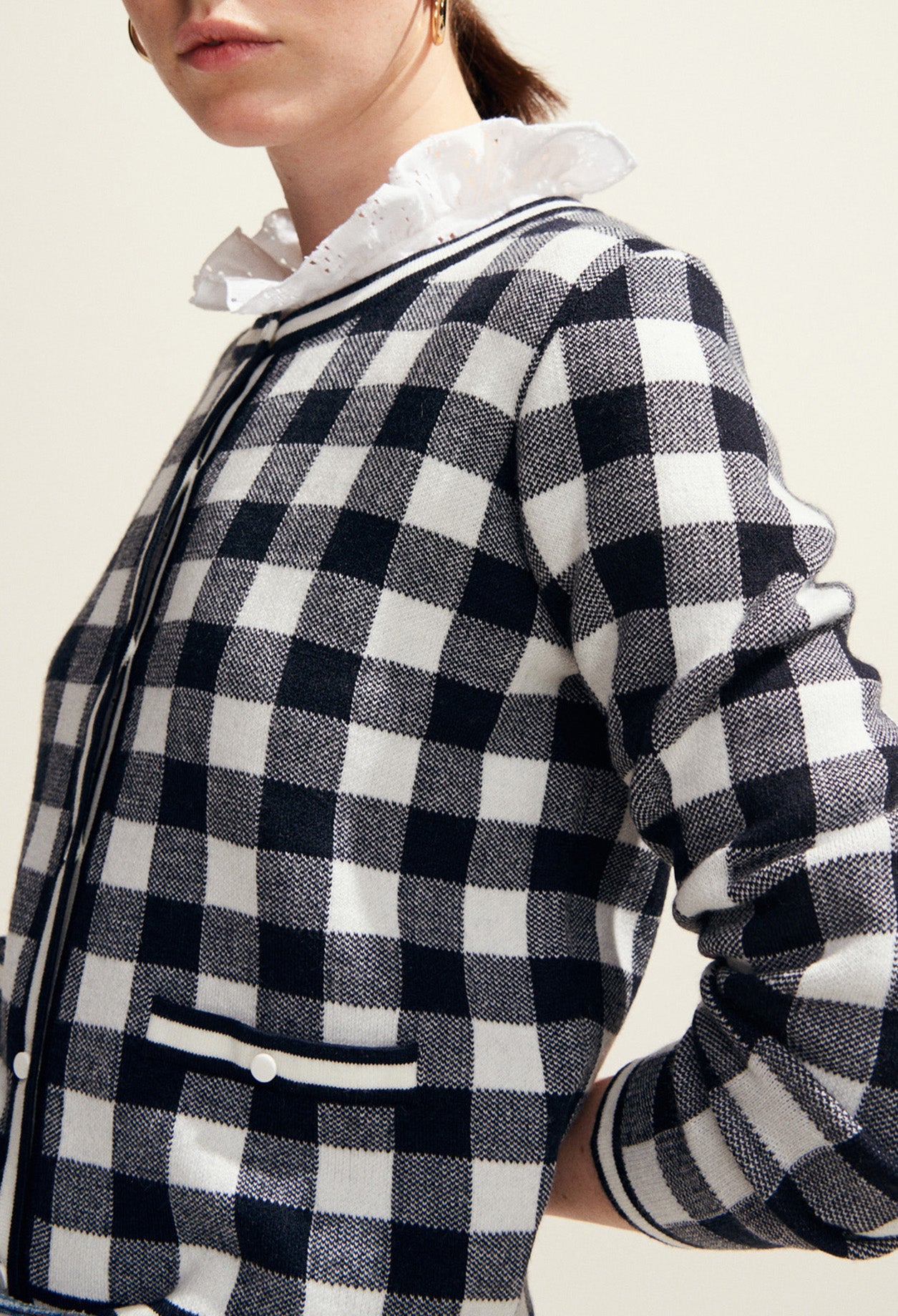 Cardigan court à carreaux vichy Faume - seconde main