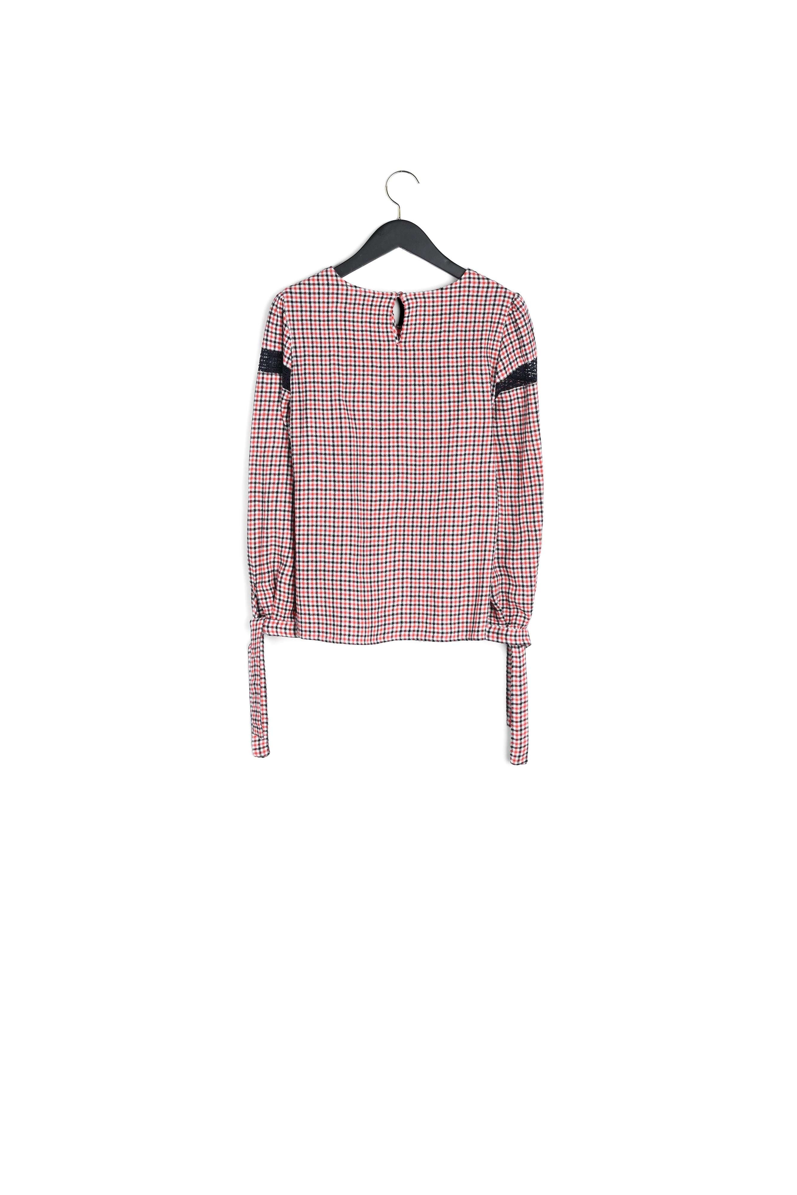 Top imprimé carreaux incrusté dentelle Faume - seconde main