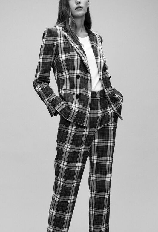 Veste tailleur croisée motif carreaux Faume - seconde main