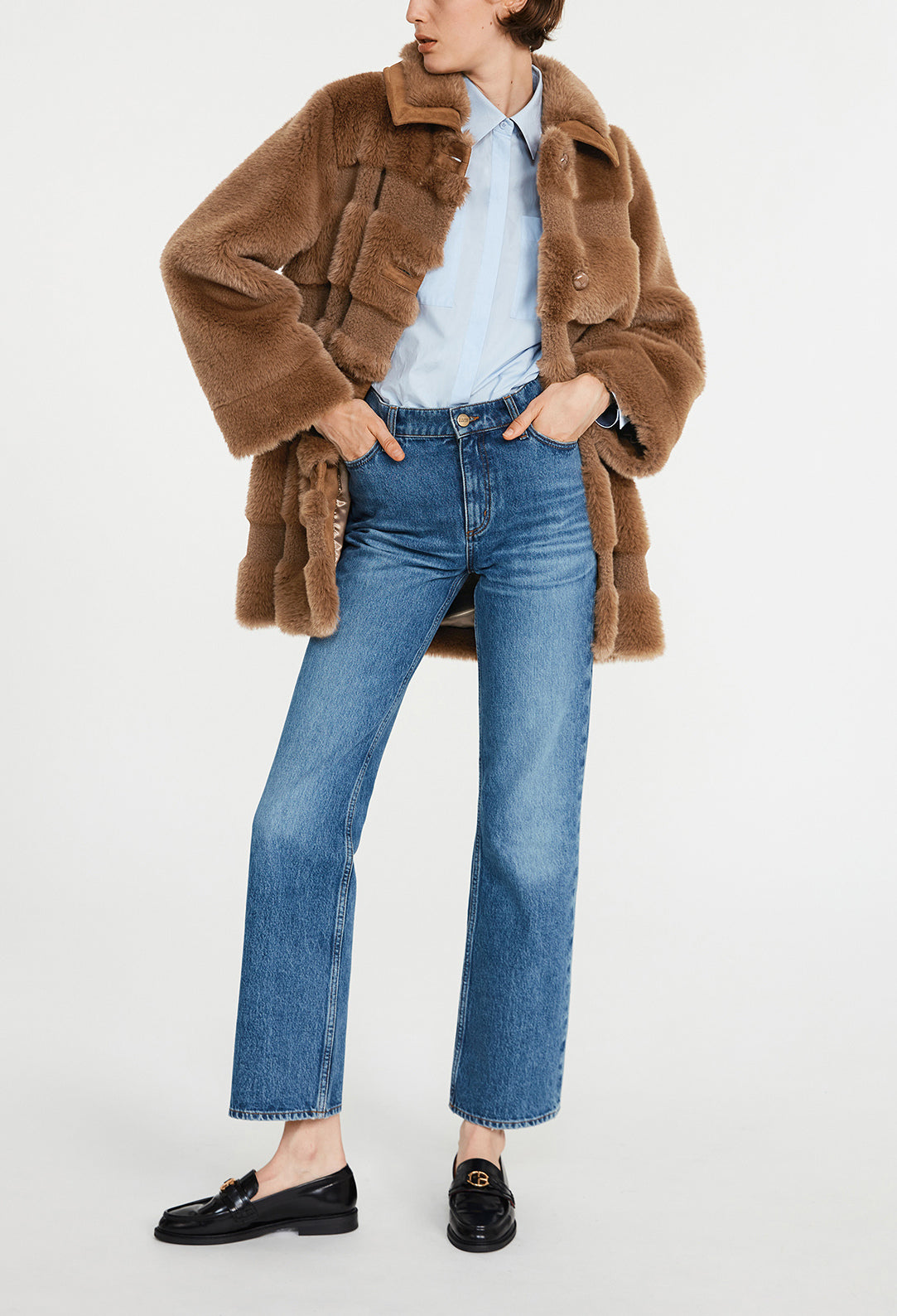 Manteau marron fausse fourrure Faume - seconde main