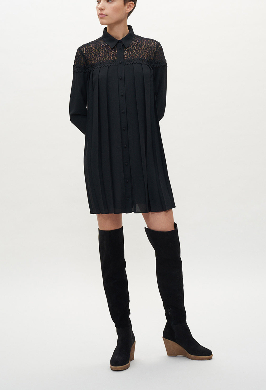 Robe noire plissée Faume - seconde main