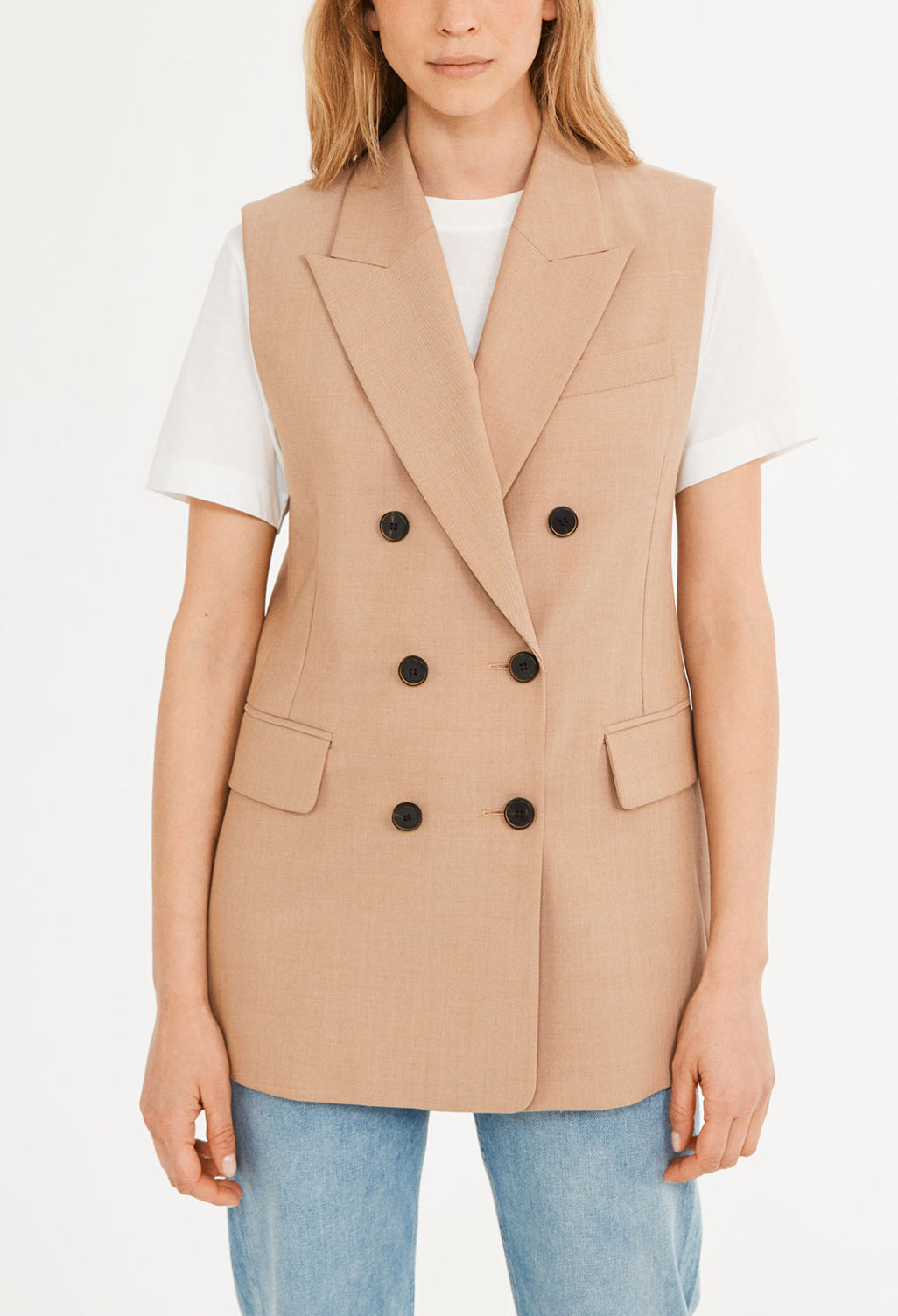 Veste sans manchs n lain traçabl Faume - seconde main