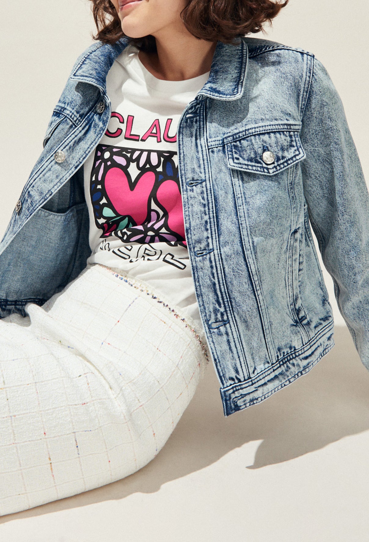 Jupe courte en tweed à franges Faume - seconde main