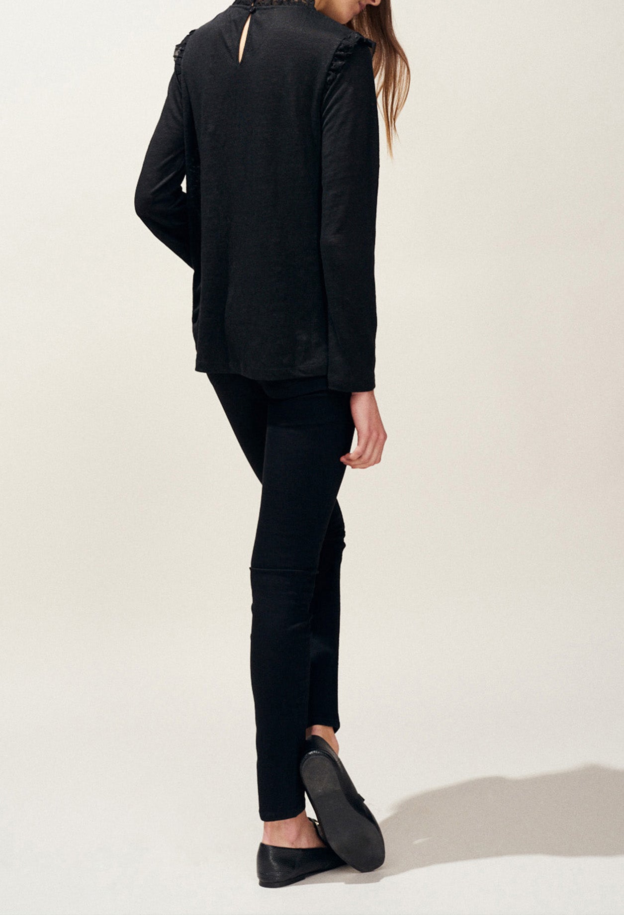 T-shirt en lin empiècement dentelle Faume - seconde main