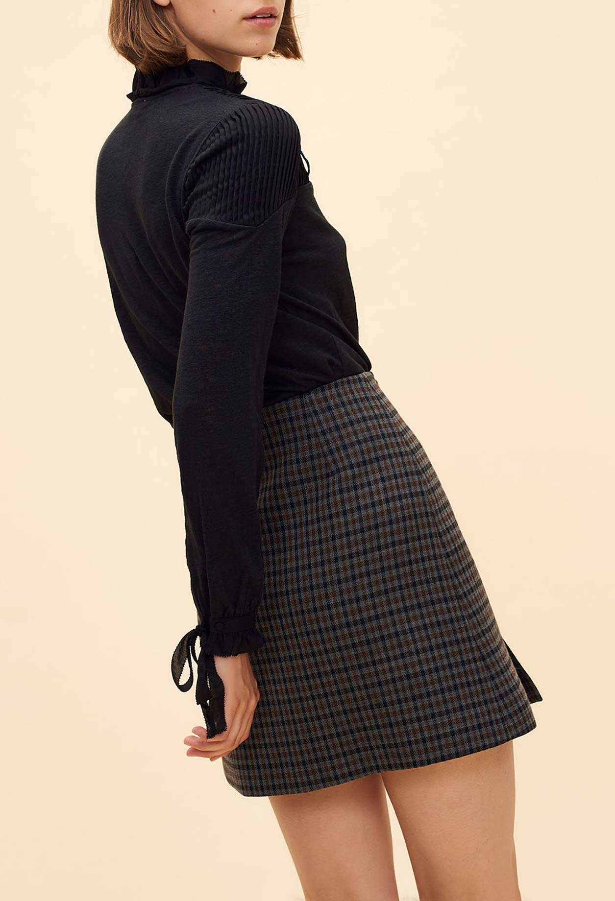 Jupe portefeuille à carreaux Faume - seconde main